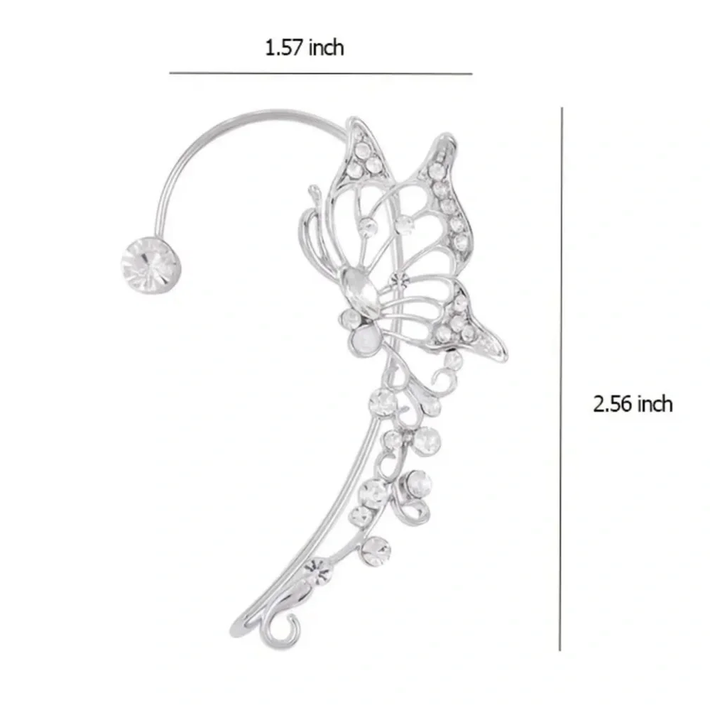 Butterfly Ear Cuffs Left & Right Shiny Zircon